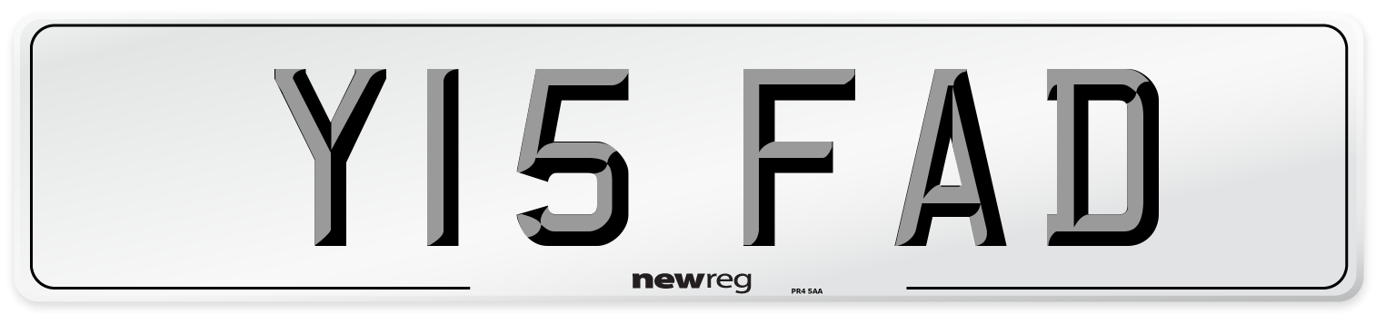 Y15 FAD Number Plate from New Reg